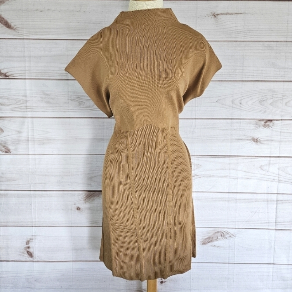 Anthropologie Mock Neck Cap Sleeve Mini Dress Cedar XL - Picture 13 of 16